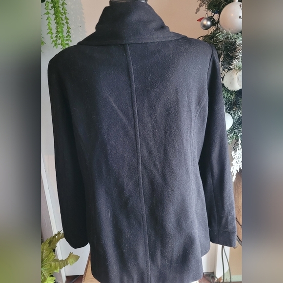 Tower by London Fog Black Wool Blend Mid Length Pea Coat L - Picture 7 of 8